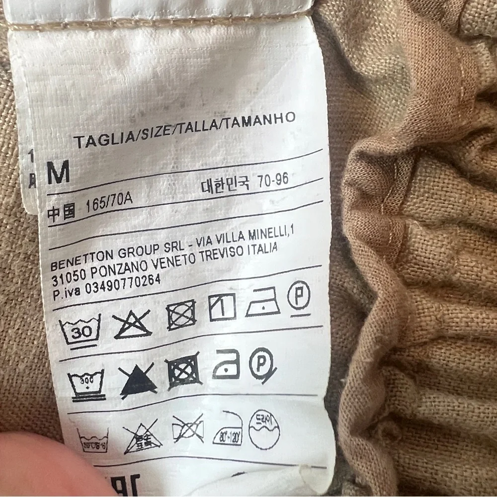 United Colors of Benetton | Tan Linen Pants Wide Leg  Breathable Summer Casual M - Picture 7 of 8